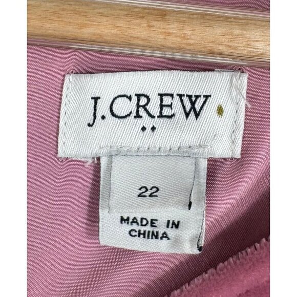 J.Crew Velvet Tulip-Hem Dress Long Sleeve Scoop Neck Guava Berry Pink Size 22 - Picture 3 of 12